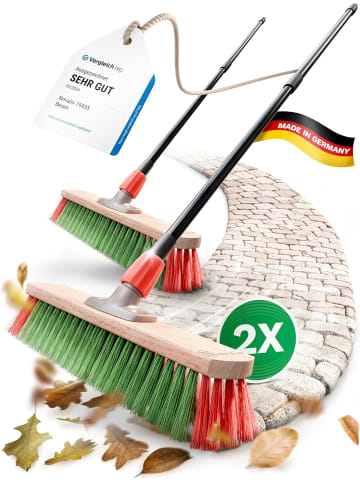 Novaliv Kehrbesen Besen mit Teleskopstiel Straßenbesen mit Stiel Gartenbesen I in Braun
