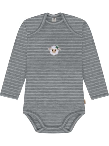 Normani Outdoor Sports Baby Merino Body Langarm Auckland in Grau gestreift