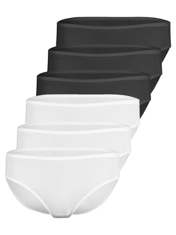 Nina von C. 6er Pack Hüftslip in weiss-schwarz