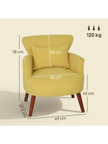 HOMCOM Einzelsessel-69L x 69,5B x 78H cm-Gelb