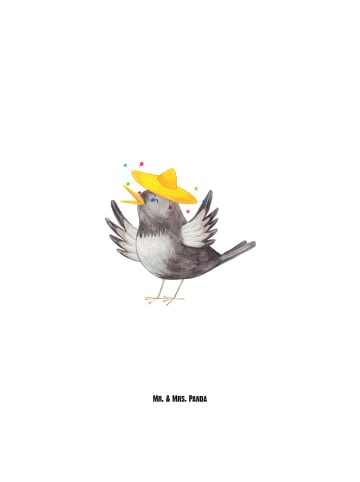 Mr. & Mrs. Panda Isolierte Trinkflasche Rabe Sombrero ohne Spruch in Weiß