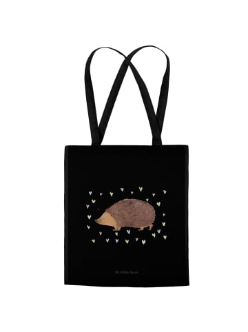 Mr. & Mrs. Panda Tote Bag Igel Herzen ohne Spruch in Schwarz