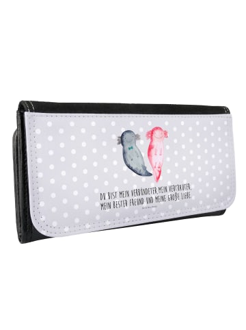 Mr. & Mrs. Panda Portemonnaie für Damen Axolotl Freundin mit Spruch in Grau Pastell