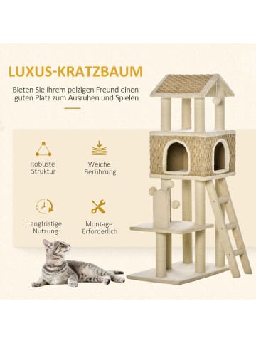 Pawhut Kratzbaum Khaki+Beige+Kaffee 69L x 40B x 131H cm