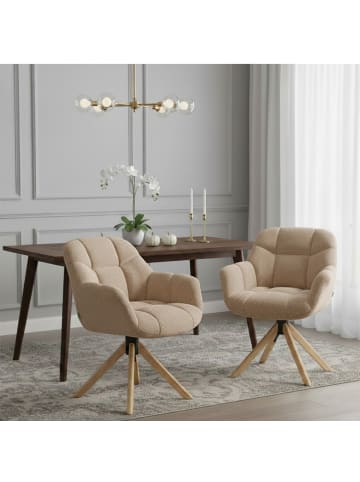 DUBI Möbel 2er-Set: Drehstuhl Mika-Nea in Beige - (B)65 x (H)81 x  (T)66 cm