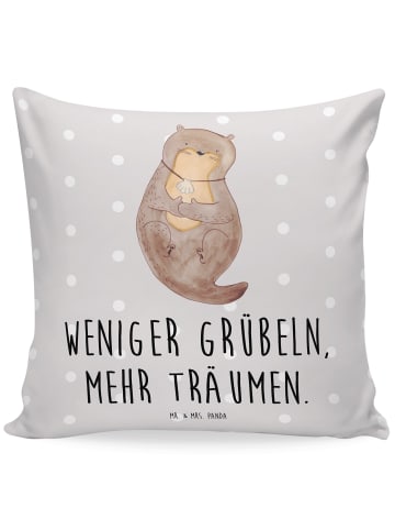 Mr. & Mrs. Panda sitzkissen Otter Muschel mit Spruch in Grau Pastell