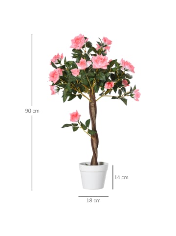Outsunny künstliche Pflanzen in Rosa 18L x 18B x 90H cm