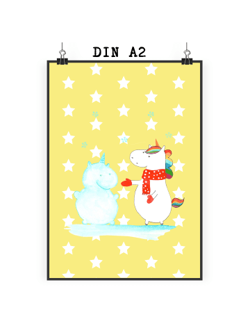 Mr. & Mrs. Panda Poster Einhorn Schneemann ohne Spruch in Gelb Pastell