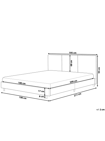 Beliani Doppelbett ALBI in Weiß/Schwarz - (W) 195 x (H) 94 x (L) 211 cm