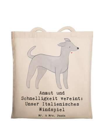 Mr. & Mrs. Panda Shopping Tasche Italienisches Windspiel mit Spruch in Creme