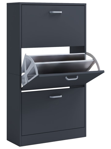 VCM  Holz Regal Schuhschrank Schuhkipper Serie Sipos L in Anthrazit