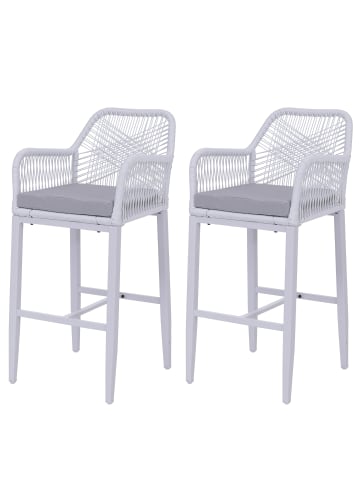 MCW 2er-Set Rope-Barhocker P91, Hellgrau