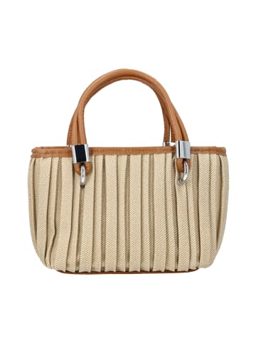 Usha Women Eco-Leather Zip-Up Handbag in Beige