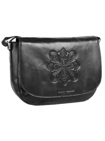 Bruno Banani Umhängetasche Mandala echt Leder in schwarz