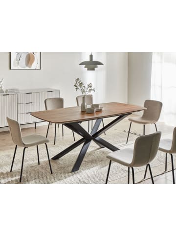 Beliani Ausziehbarer Tisch GAIRDNER in Braun/Schwarz - (W) 90 x (H) 75 x (L) 140 cm