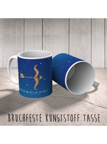Mr. & Mrs. Panda Trinklernbecher Sternzeichen Schütze mit Spruch in Sternenhimmel Blau