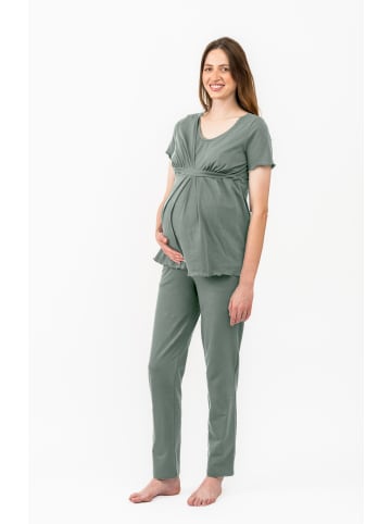 Cool Mama Umstands- und Still-Pyjama 2 in 1 in Olive