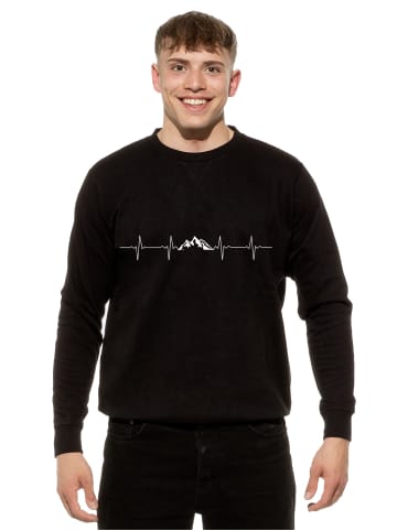 Cotton Prime® Sweatshirt Berge Pulsschlag Berge in Schwarz
