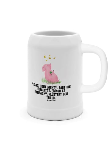 Mr. & Mrs. Panda Bierkrug Schwein Glück mit Spruch in Weiß