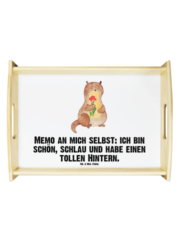 Mr. & Mrs. Panda Tablett Otter Blumenstrauß mit Spruch in Weiß