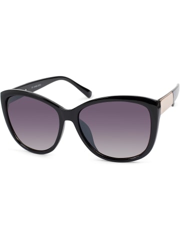 styleBREAKER Sonnenbrille in Schwarz-Gold / Grau Verlauf