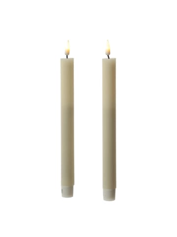Deluxe Homeart 2x LED Stabkerzen Mia Tafelkerzen Echtwachs H: 24cm in creme
