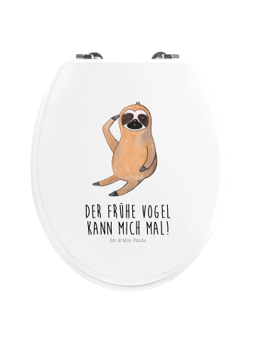 Mr. & Mrs. Panda Motiv WC Sitz Faultier Vogel zeigen mit Spruch in Weiß