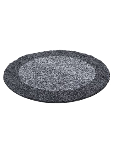KADIMA DESIGN Teppich Hochflor Shaggy Waschbar Bordüre RHEIN Strapazierfähig in Grau