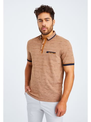 Leif Nelson Herren T-Shirt Polo Herren T-Shirt Polo LN-55550 in camel-melange