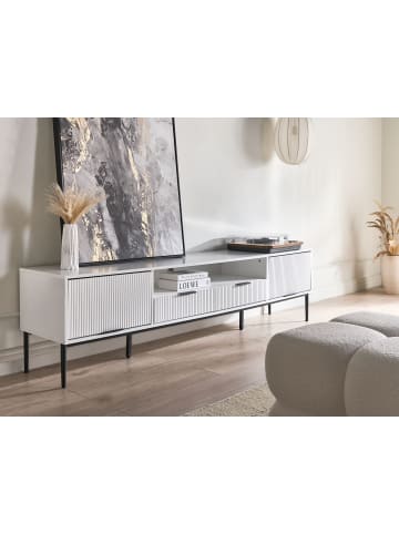 Beliani TV-Möbel LEDUC in Weiß/Schwarz - (W) 200 x (H) 52 x (L) 40 cm