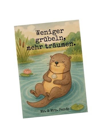 Mr. & Mrs. Panda Grußkarte Otter Muschel Design mit Spruch in Weiß