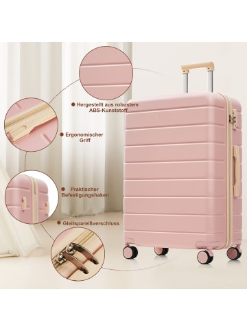 ABRIHOME Koffer Set mit Spinner-Rädern und Kulturbeutel in Rosa