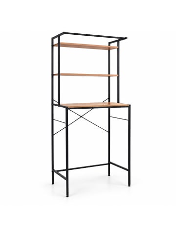 relaxdays Waschmaschinenschrank in Natur/ Schwarz - (B)66 x (H)161 x (T)40 cm