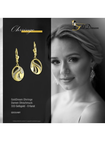 GoldDream Echtgold, 333er Gelbgold Damen Ohrhänger ovaler Fächer Ohrring ca. 30mm
