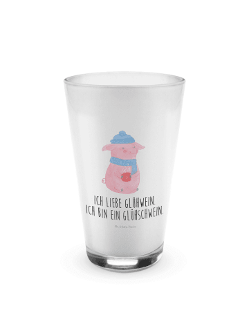 Mr. & Mrs. Panda Latte Macchiato Glas Schwein Glühwein mit Spruch in Transparent