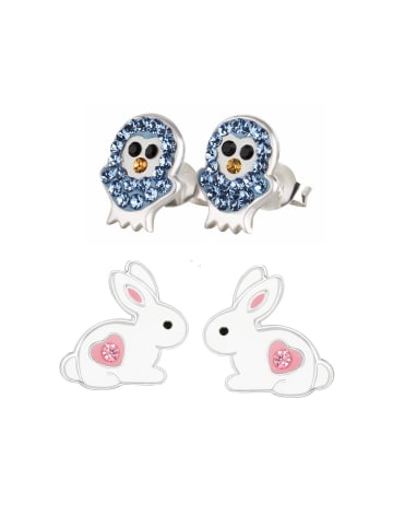 schmuck23 Ohrstecker Set Hase und Eule 925 Silber