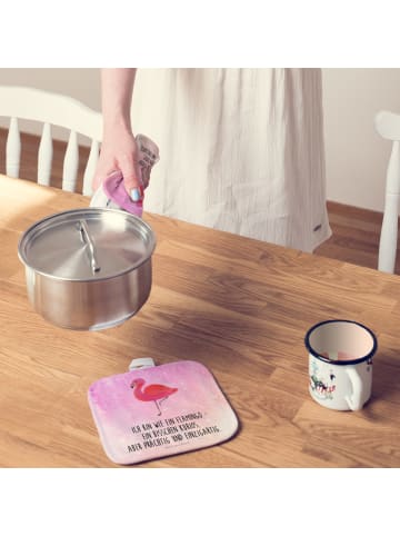 Mr. & Mrs. Panda Topflappen Flamingo Classic mit Spruch in Aquarell Pink