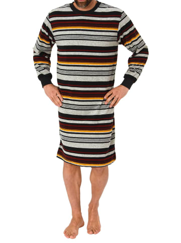 NORMANN Frottee Nachthemd langarm Bündchen gestreifter - 75599 in gelb