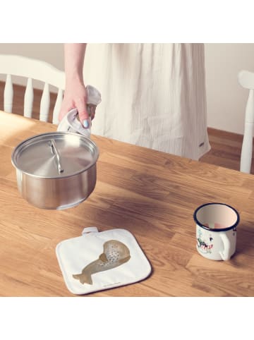 Mr. & Mrs. Panda Topflappen Robbe Lachen ohne Spruch in Weiß