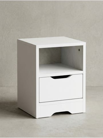 KADIMA DESIGN Nachtkonsole WL5.700 31x43x31cm Matt 1 Schublade und Ablagefach, in Weiß