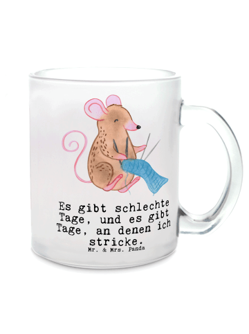 Mr. & Mrs. Panda Teetasse Maus Stricken mit Spruch in Transparent