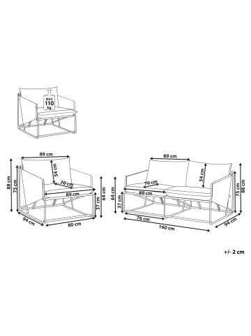 Beliani 2-tlg Lounge Set PONTE in Grau