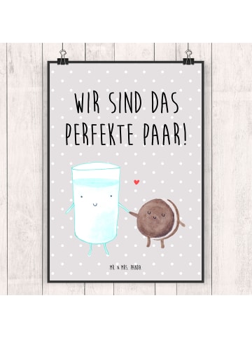 Mr. & Mrs. Panda Bild Milch Keks mit Spruch in Grau Pastell