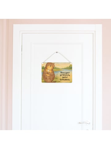 Mr. & Mrs. Panda Holzschild Otter Muschel Design mit Spruch in Weiß