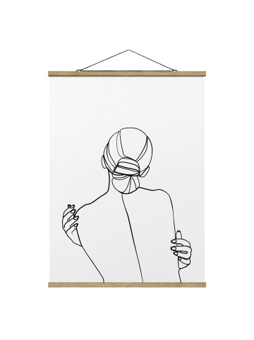 WALLART Stoffbild mit Posterleisten - Line Art Frau Rücken in Schwarz-Weiß