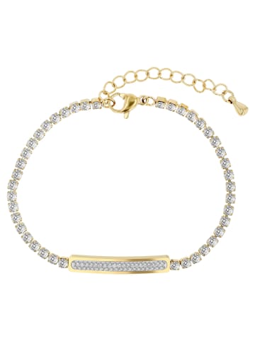 Adeliás Damen Armband aus Edelstahl mit Strass Steinchen 16 cm in gold