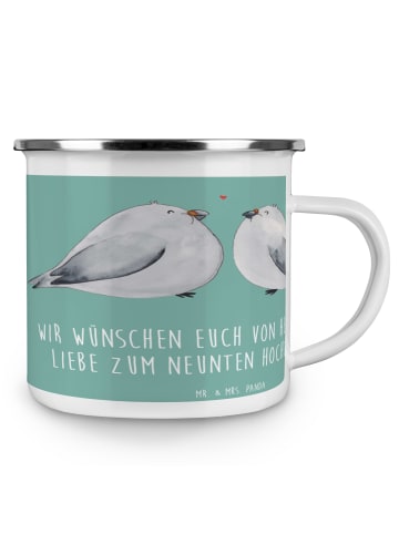 Mr. & Mrs. Panda Kaffeetasse 9. Hochzeitstag Keramikhochzeit mit... in Meeresbrise