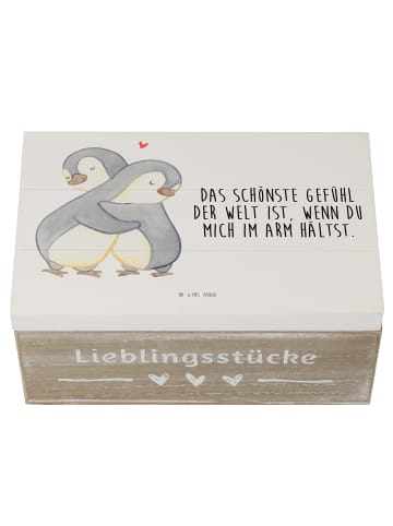 Mr. & Mrs. Panda Aufbewahrungsbox Pinguine Kuscheln mit Spruch in Weiß