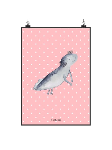 Mr. & Mrs. Panda Plakat Axolotl Schwimmen ohne Spruch in Rot Pastell