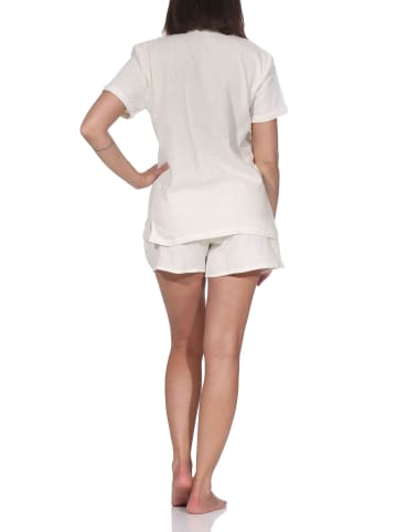 NORMANN Kurzarm Shorty Pyjama Musselin in creme